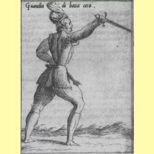 Achille Marozzo. Arte dell armi. 1568 год. Guardia becca cesa.